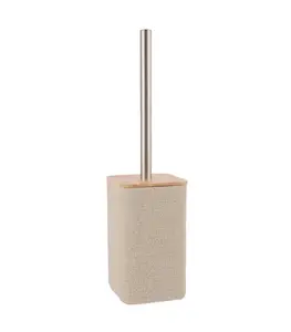 Brosse Wc Avec Support En Polyresine Et Bois Beige Lusso