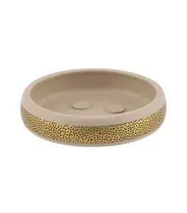 Porte-Savon En Polyresine Beige Et Dore Mat Lusso