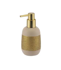 Distributeur De Savon En Polyresine Beige Et Dore Mat 210Ml Lusso