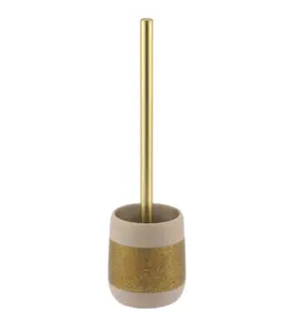 Brosse Wc Avec Support En Polyresine Beige Et Dore Mat Lusso