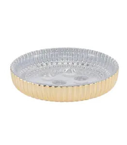 Porte-savon avec rayures en verre doré lusso