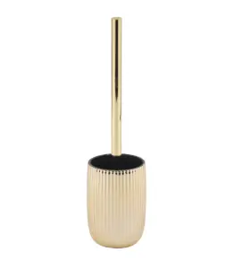 Brosse wc avec support a rayures en verre doré lusso