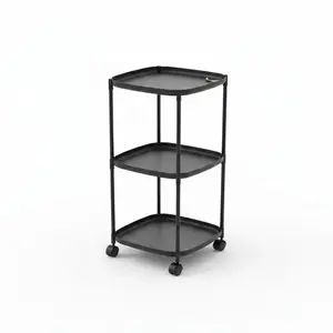 Étagère De Chevet 3 Niveaux En Pvc Noir 39*39*64Cm