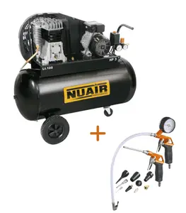 Compresseur à Courroie B2800/100 L 2 HP + Kit 4 Pièces