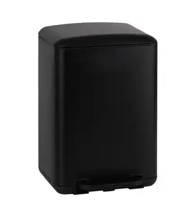 Poubelle À Pédale Rectangulaire 6 L Avec Couvercle Arrondi Noir Mat