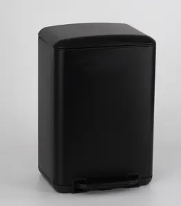 Poubelle À Pédale Rectangulaire 12 L Avec Couvercle Arrondi Noir Mat