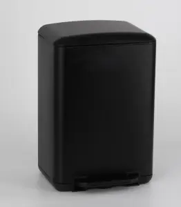 Poubelle À Pédale Rectangulaire 30 L Avec Couvercle Arrondi Noir Mat