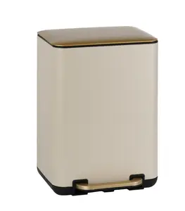 Poubelle À Pédale Rectangulaire 6 L Avec Couvercle Plat Taupe