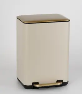 Poubelle À Pédale Rectangulaire 12 L Avec Couvercle Plat Taupe