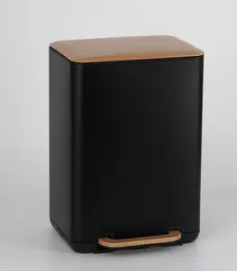 Poubelle À Pédale Rectangulaire 6 L Avec Couvercle Plat Noir Mat