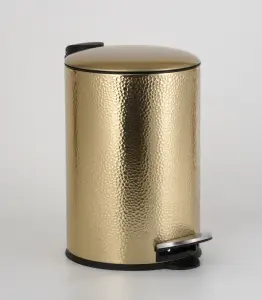 Poubelle À Pédale Ronde 20 L Avec Couvercle Plat En Doré Martel