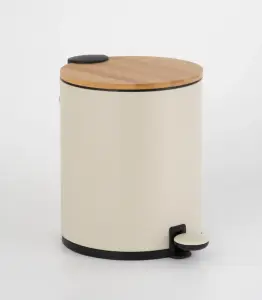 Poubelle À Pédale Ronde 3 L Avec Couvercle Plat Taupe