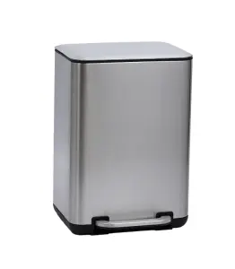 Poubelle À Pédale Rectangulaire 12 L Avec Couvercle Plat En Inox