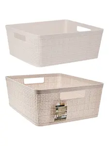 Panier de rangement beige 35x29x13cm
