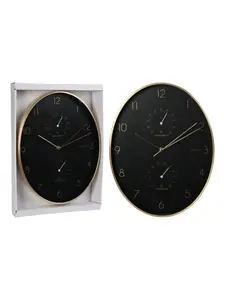 Horloge murale doré fond noir 34,5x27x4,2 cm
