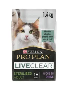 Croquette live clear +1 stérilisé dinde pour chat 1,4 kg
