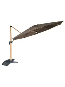 Parasol roma LED solaire Ø3,5 x H 2,45 m toile taupe