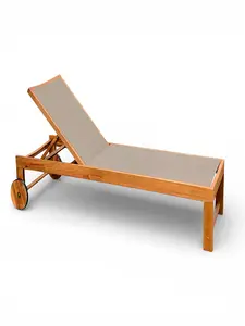 Bain de soleil textilène taupe Acacia 198 x 64 x 38 cm