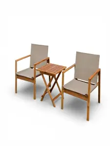 Set de table et 2 chaises en textilène taupe Acacia