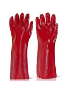 Gant de protection antiacide en PVC 40 cm rouge