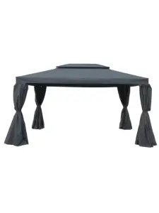 Tonnelle de jardin Rome 3 x 4 m en aluminium gris foncé tissu imperméable
