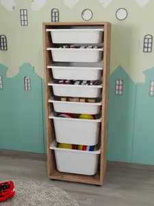 Meuble de rangement 7 paniers en pin