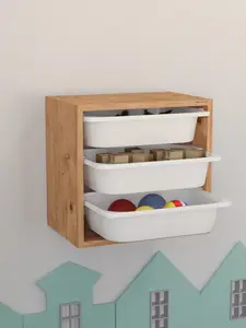 Meuble de rangement 3 paniers en pin