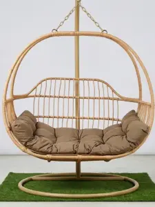 Chaise oeuf sunset beige+coussin taupe 114x122x63cm
