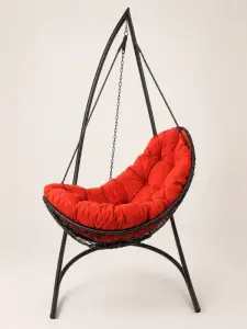 Chaise oeuf relaxia noir+coussin rouge 148x68x62cm