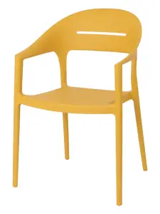 Fauteuil de jardin en polypropylène jaune moutarde – 53,5 x 56 x 83 cm