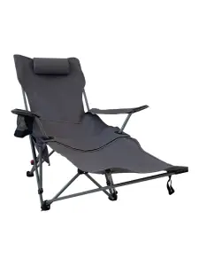 Chaise camping acier 600d avec repose-pieds gris