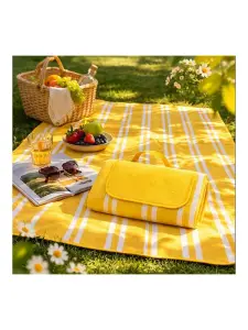 Couverture pique-nique fleece140x180cm jaune/blanc