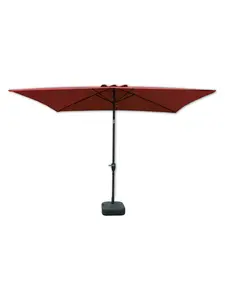 Parasol de jardin 3 x 2 m structure gris foncé toile bordeaux