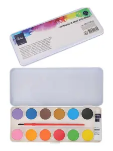 Boîte d'aquarelles 12 couleurs avec pinceau