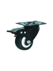 Roue à frein en polypropylène noir 75×31 mm