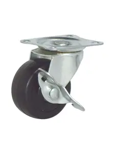 Roue à frein en caoutchouc noir 40×17 mm