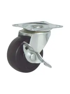 Roue à frein caoutchouc noir 50×22 mm