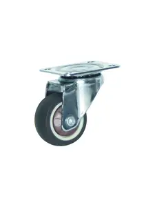 Roue pivotante caoutchouc thermoplastique chrome 38×16 mm