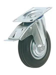 Roue à frein industrielle légère en caoutchouc 125×33 mm