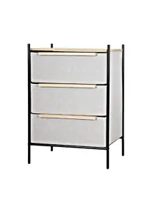 Commode à 3 tiroirs 57,7x40x79cm faux lin KBS FAB