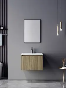 Meuble salle de bains 60x47x48 Cm contreplaqué chêne bois