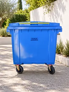 Poubelle à roulettes 660l 146x75x120cm bleue