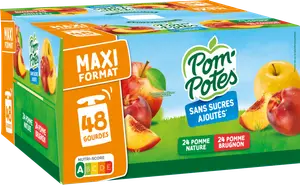 COMPOTES GOURDES SANS SUCRES AJOUTÉS POMME NATURE, POMME BRUGNON