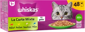 PÂTÉE EN GELÉE POUR CHAT ADULTE AU POULET, BŒUF, SAUMON ET THON LA CARTE MIXTE