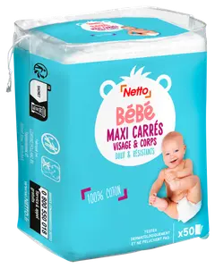 BÉBÉ MAXI CARRÉS VISAGE & CORPS DOUX & RÉSISTANTS X50
