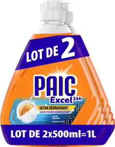 LIQUIDE VAISSELLE EXCEL 24H ULTRA DÉGRAISSANT PARFUM MANDARINE