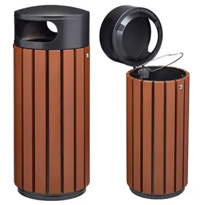 Corbeille extérieure Canberra tête acier et lattes aluminium 60 L