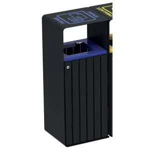 Corbeille extérieur tri sélectif acier poudré anticorrosion lattes aluminium 110 L avec cendrier déchets