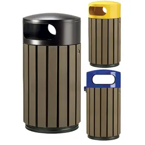 Corbeille lattes recyclés et métal Canberra tri sélectif 40L