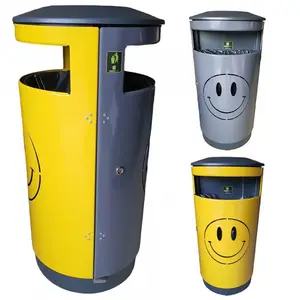 Corbeille acier Smiley tri sélectif 2 flux 2x40L